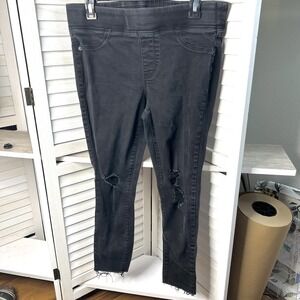 Old‎ Navy Rockstar Jeggings Pull On Distressed Faded Black Raw Hem Crop Size 10